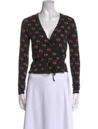 Rouje Floral Print V-Neck Crop Top