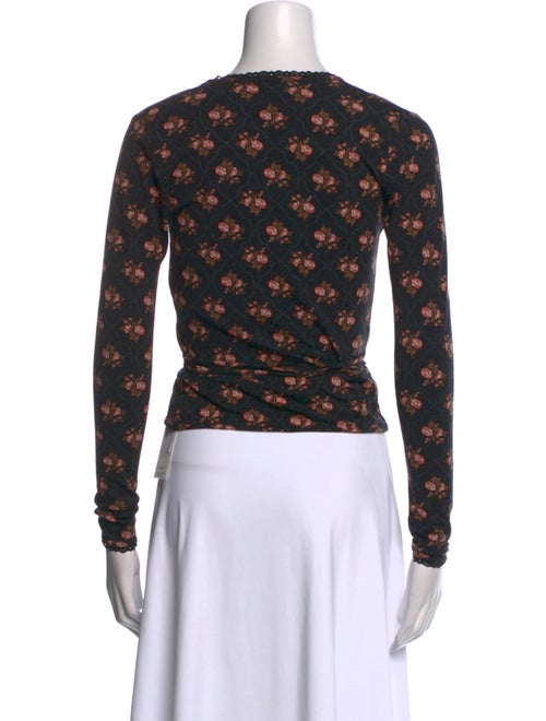 Rouje Floral Print V-Neck Crop Top