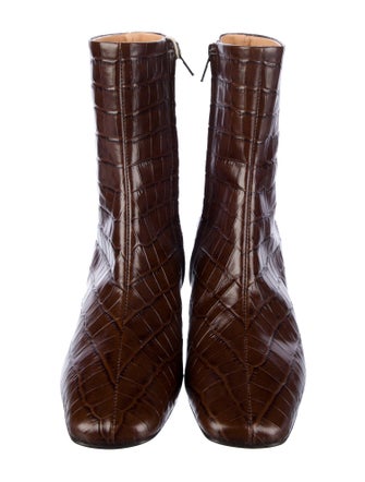 Rouje Embossed Leather Printed Moto Boots