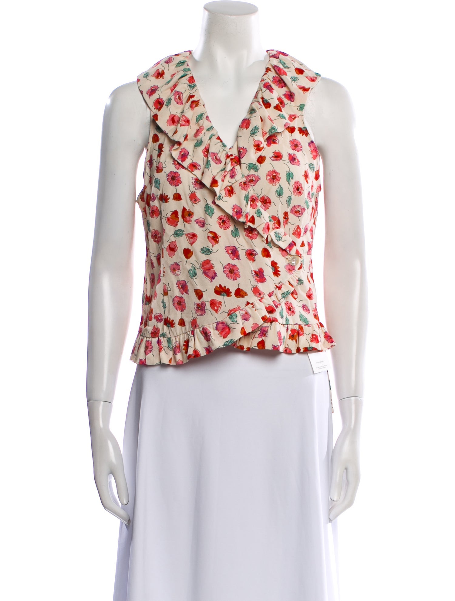 Rouje Floral Print V-Neck Crop Top