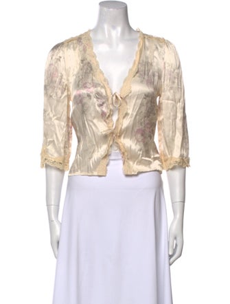 Rouje Printed V-Neck Crop Top