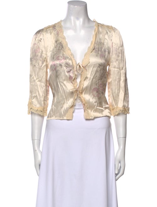 Rouje Printed V-Neck Crop Top