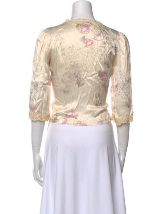 Rouje Printed V-Neck Crop Top