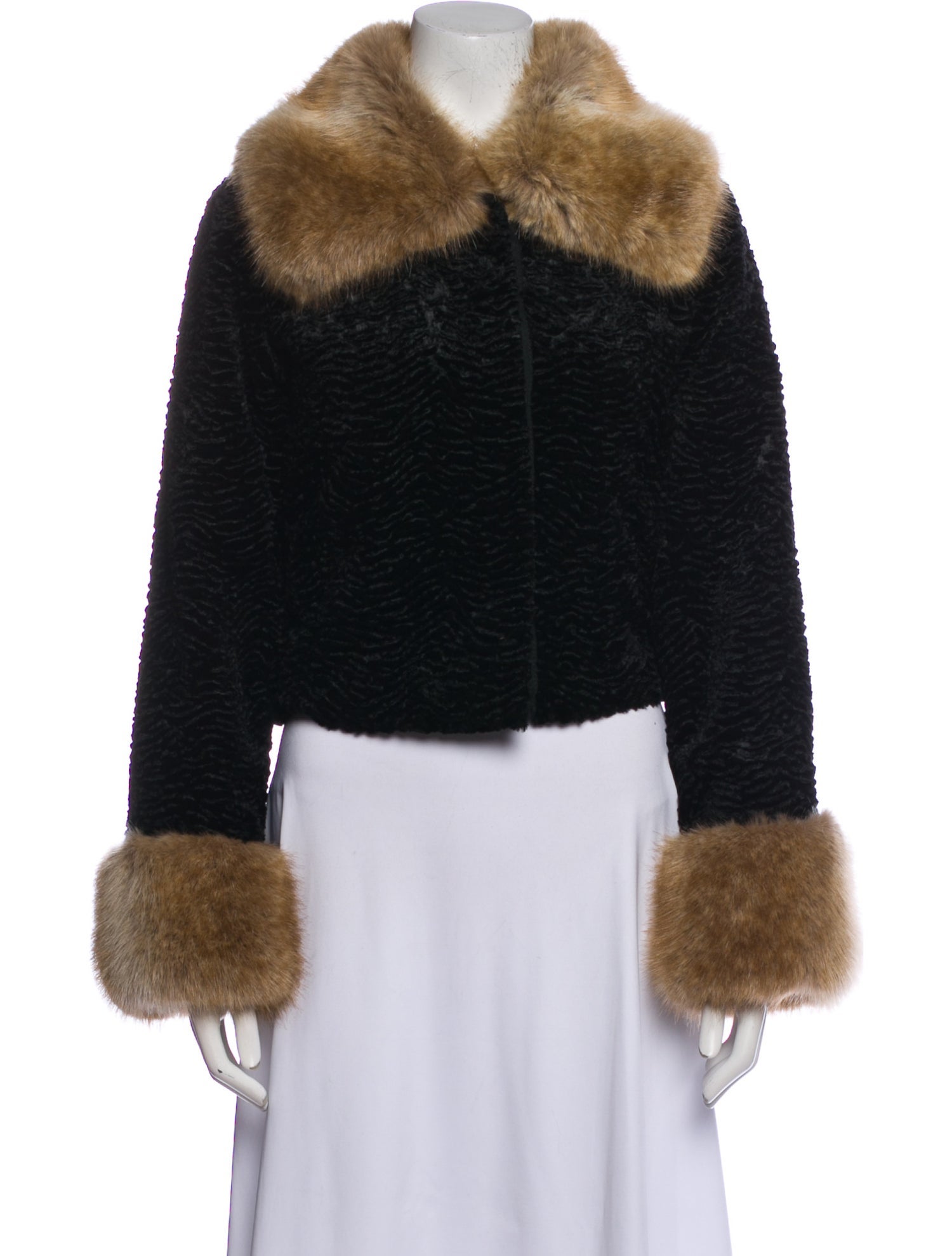Rouje Colorblock Pattern Faux Fur Jacket w/ Tags