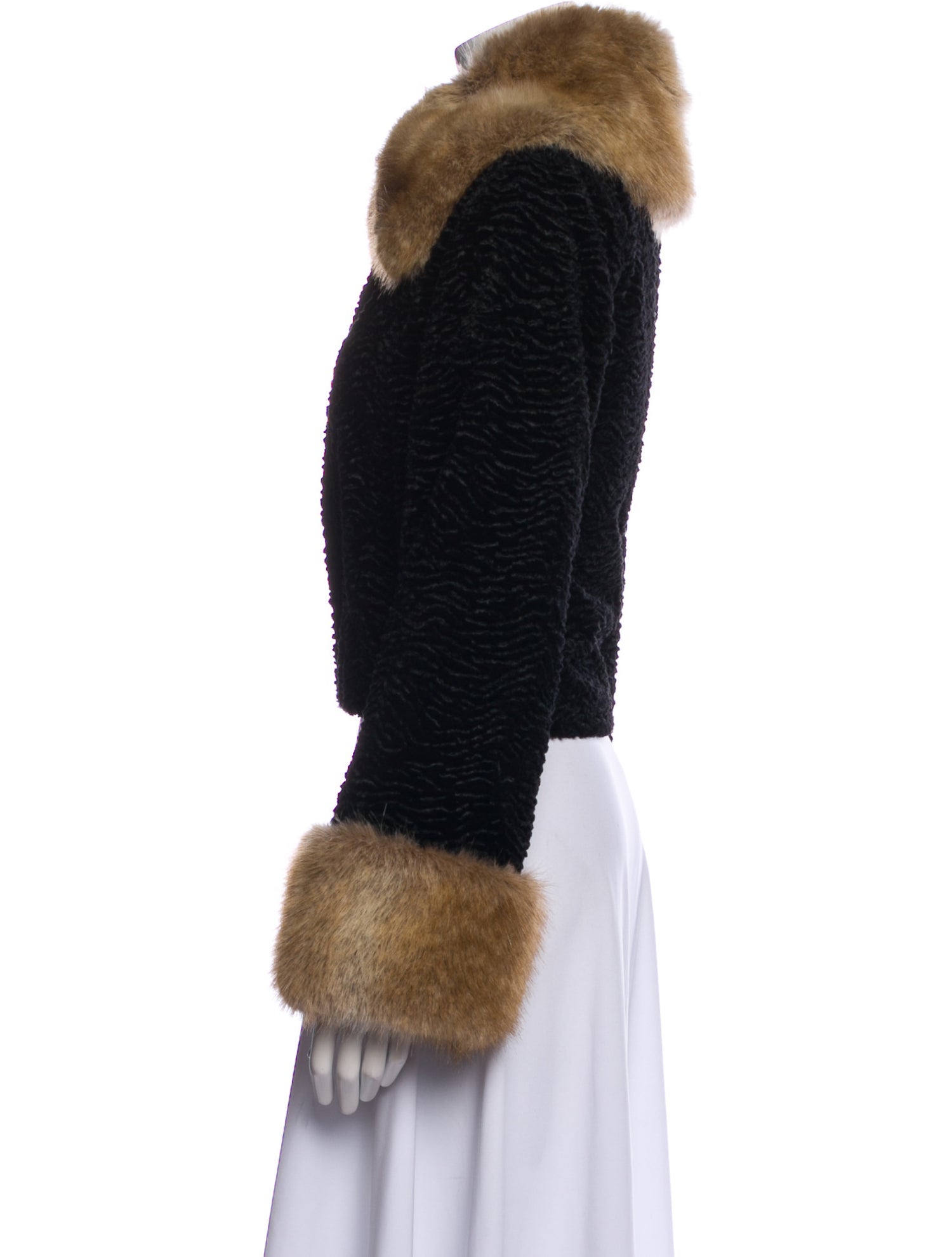 Rouje Colorblock Pattern Faux Fur Jacket w/ Tags