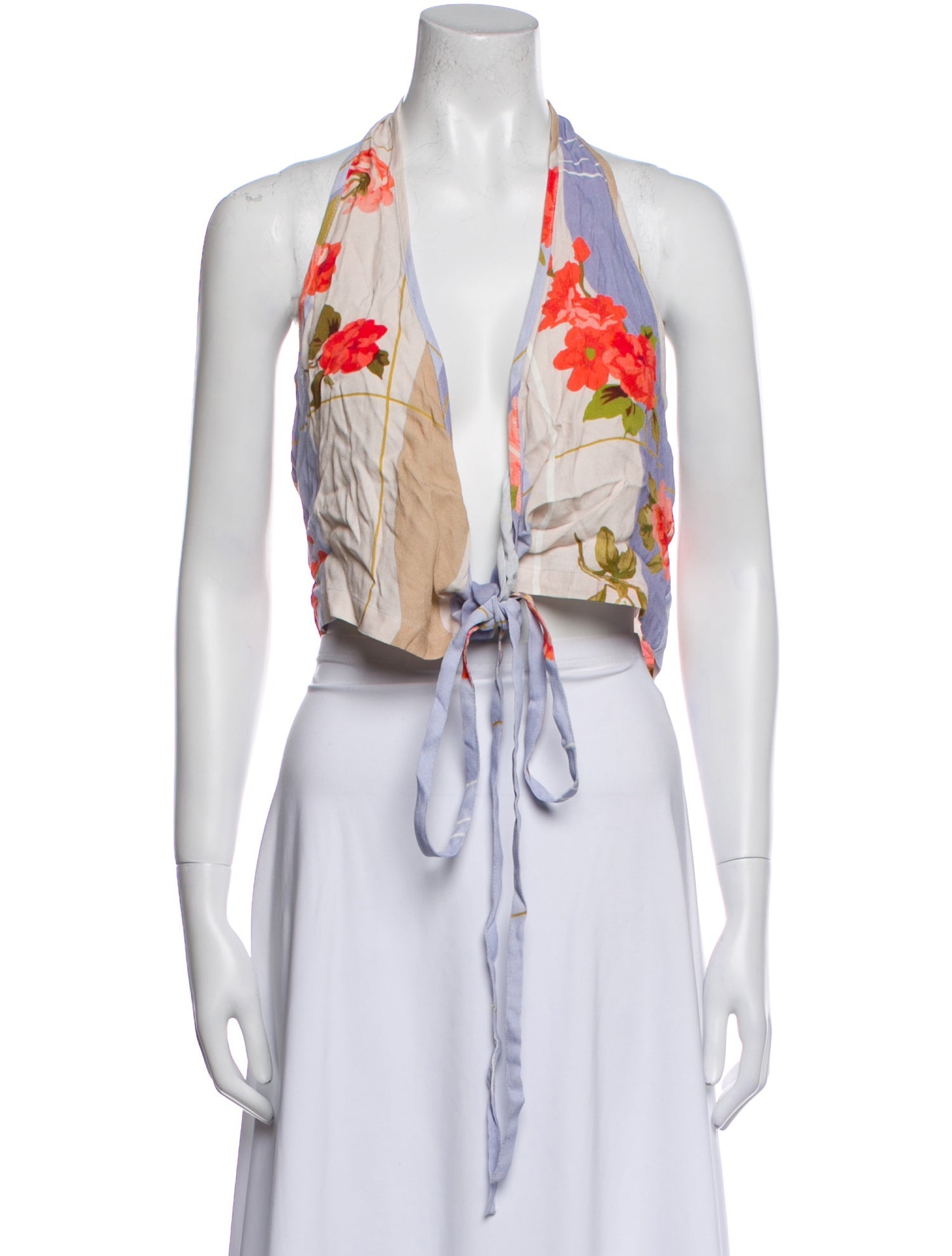 Rouje Printed V-Neck Crop Top