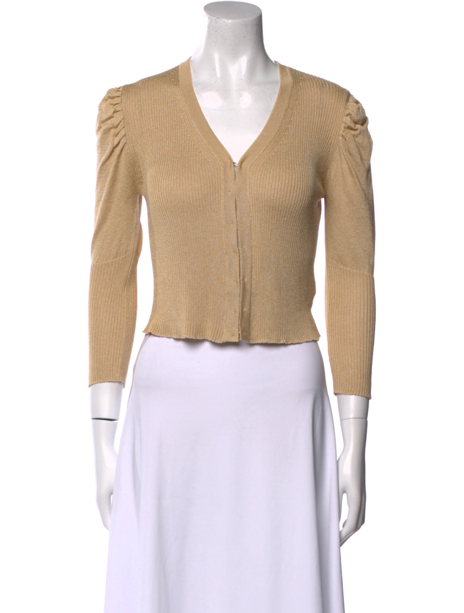 Rouje V-Neck Three-Quarter Sleeve Crop Top