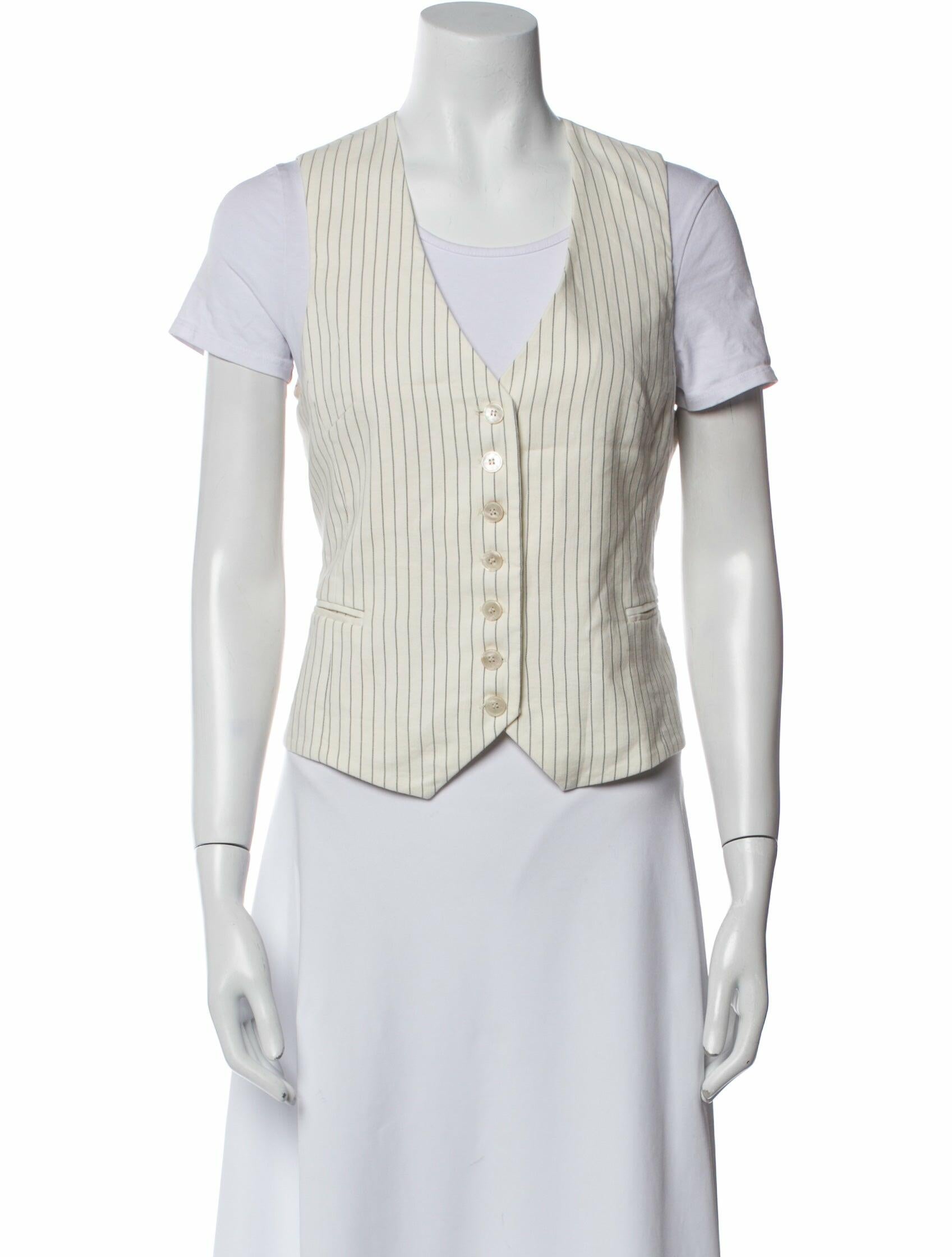 Rouje Linen Striped Button-Up Top