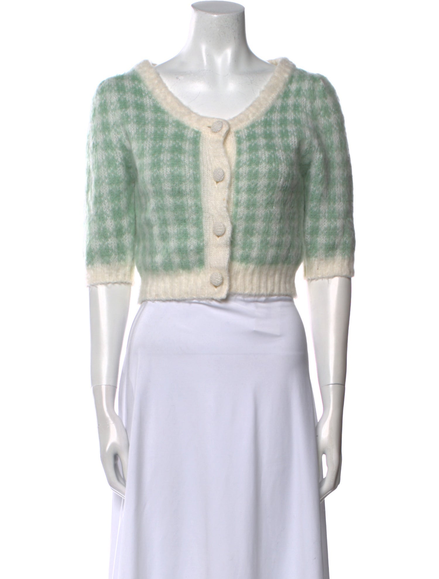 Rouje Plaid Print Scoop Neck Crop Top