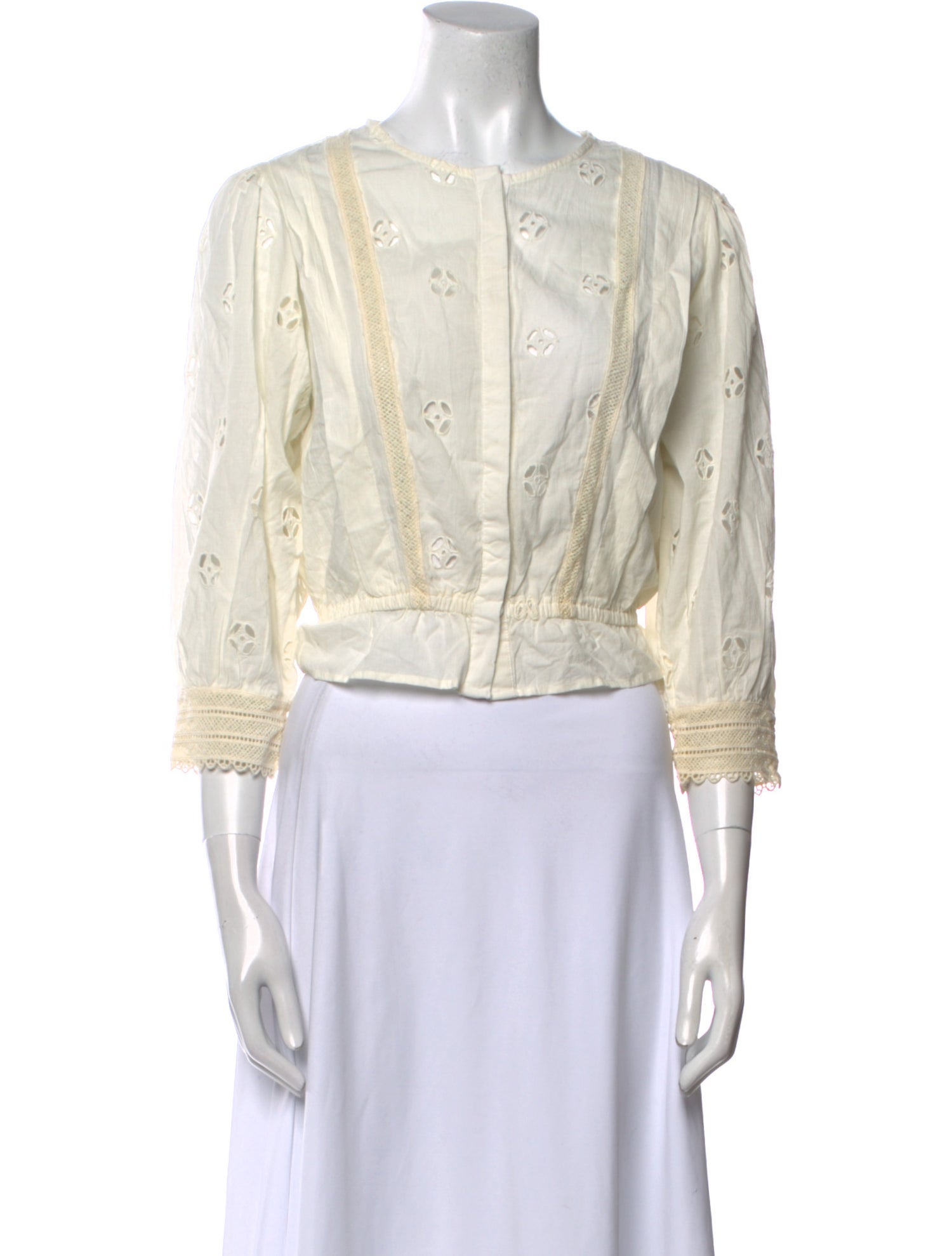 Rouje Bateau Neckline Three-Quarter Sleeve Crop Top