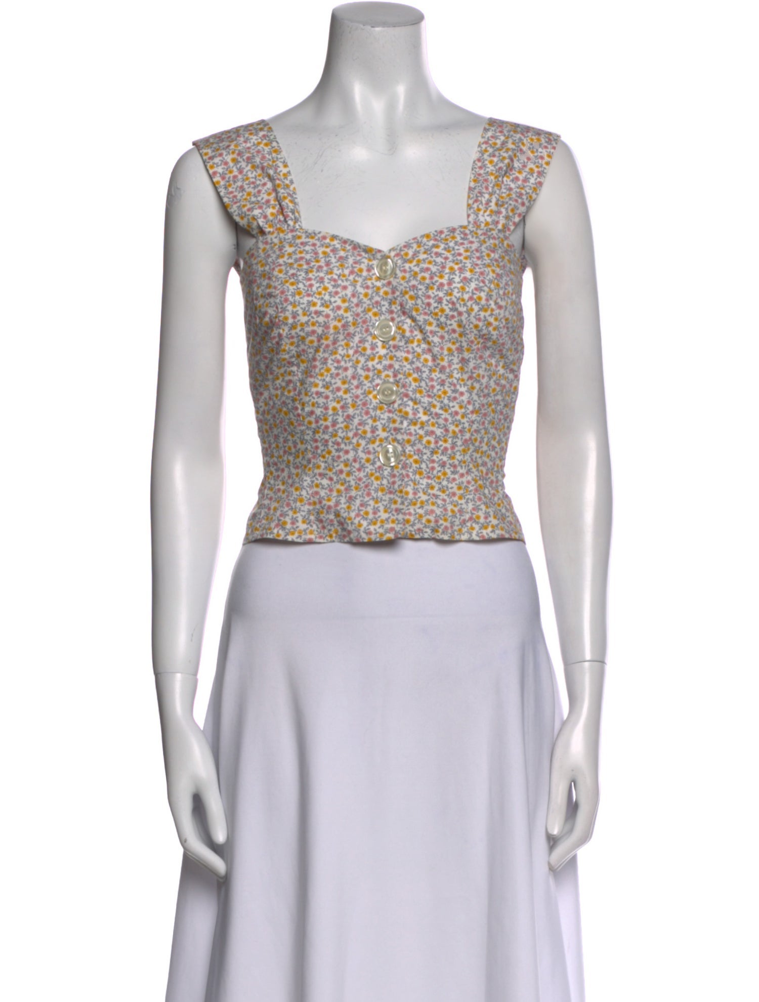 Rouje Printed Square Neckline Crop Top