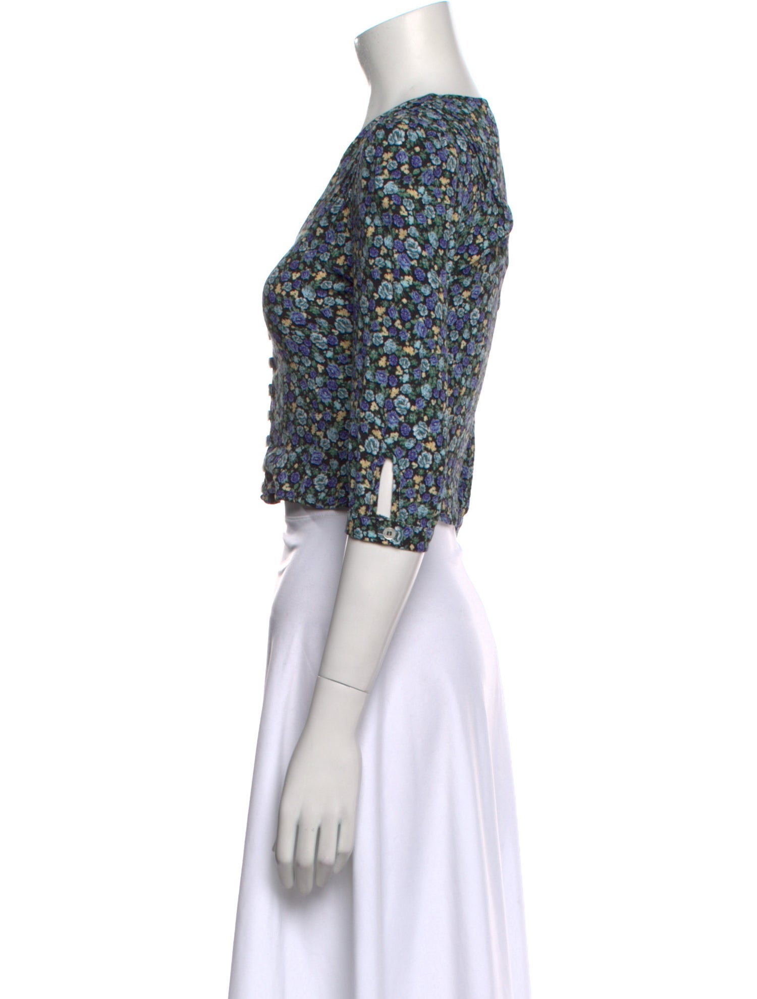 Rouje Floral Print V-Neck Crop Top