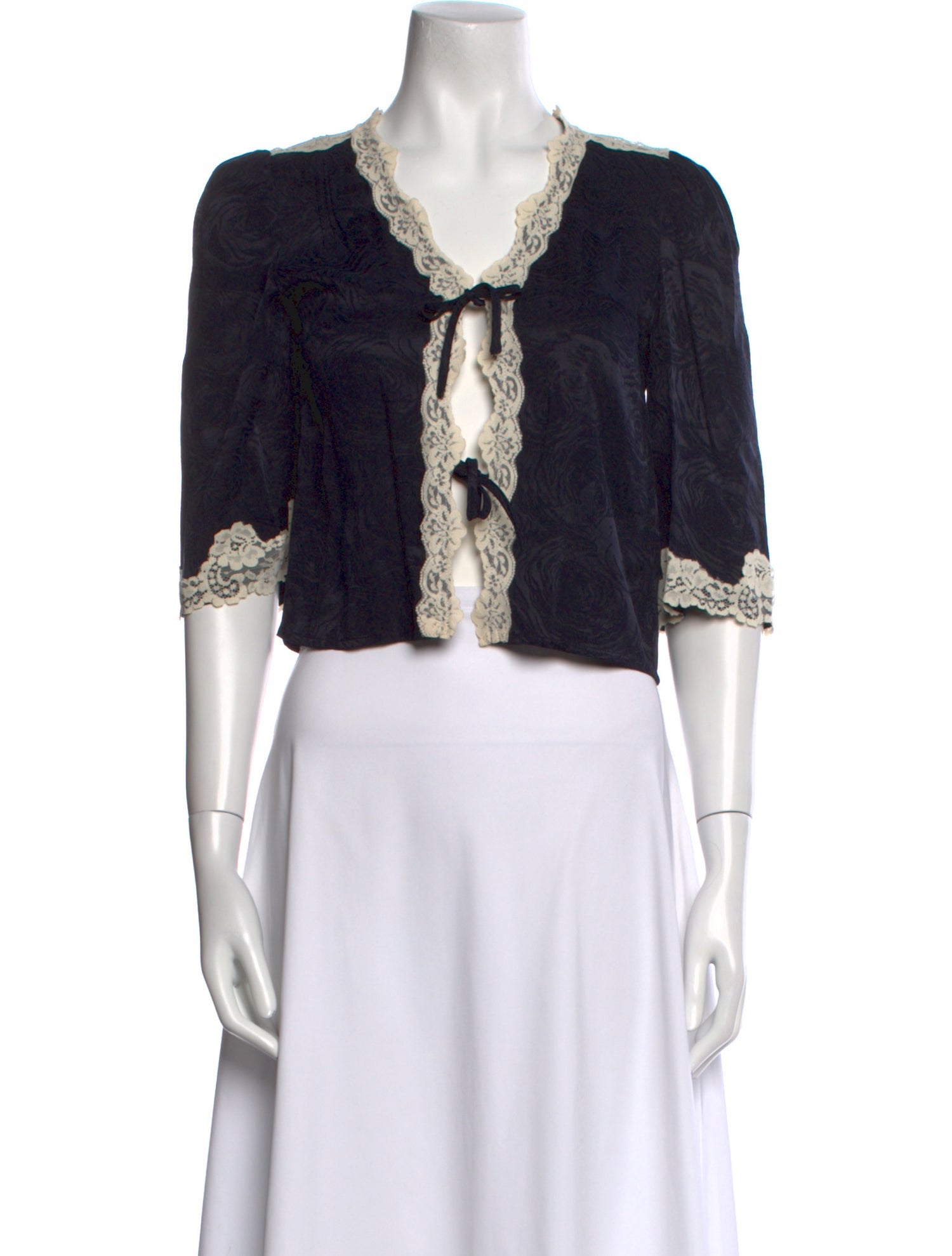 Rouje Colorblock Pattern V-Neck Crop Top