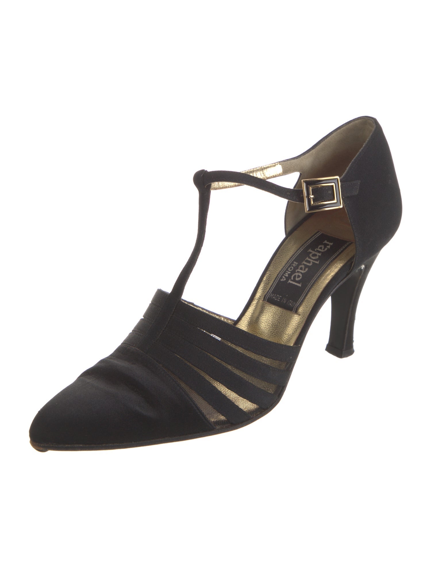 Raphael Nylon Grosgrain Trim T-Strap Pumps