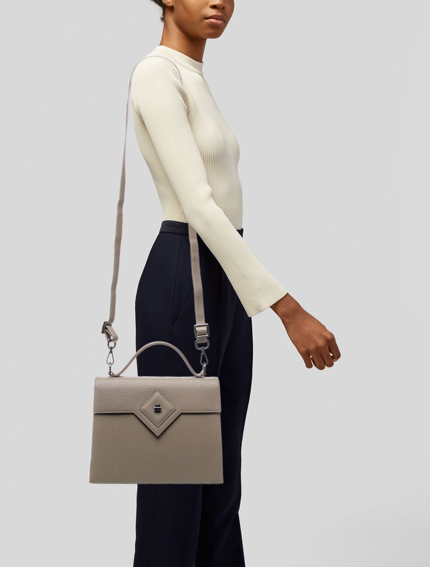 Renaud Pellegrino Leather Top Handle Bag