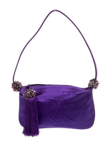 Pre-owned Renaud Pellegrino Satin Shoulder Bag In Purple