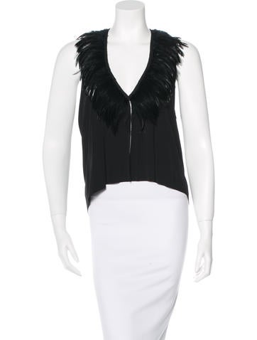 Rozae Nichols Feather Trimmed Vest