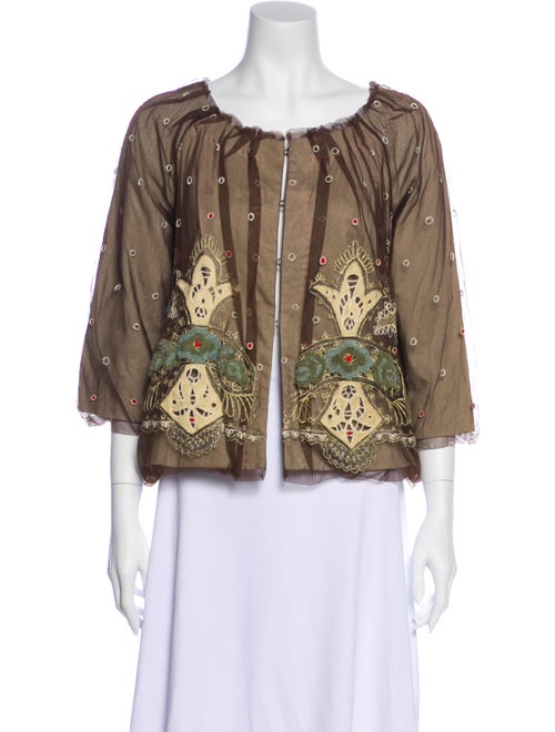 Rozae Nichols Printed Evening Jacket Brown