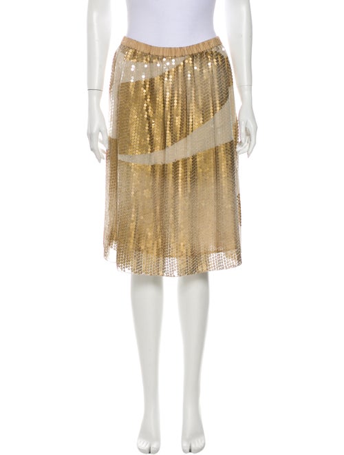 Rozae Nichols Silk Knee-Length Skirt Gold