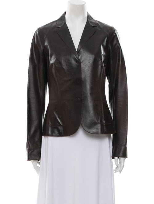 Rozae Nichols Leather Evening Jacket Brown