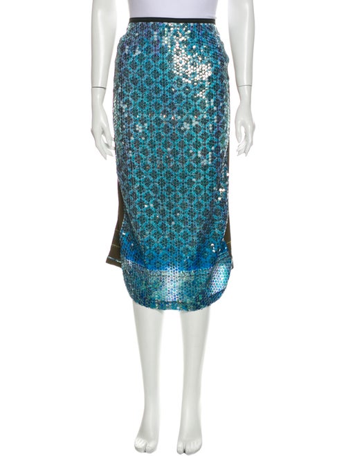 Rozae Nichols Printed Midi Length Skirt Blue