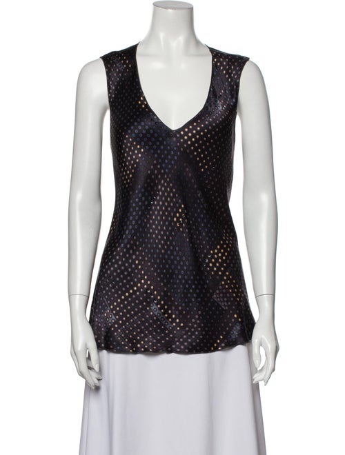 Rozae Nichols Silk V-Neck Top Blue