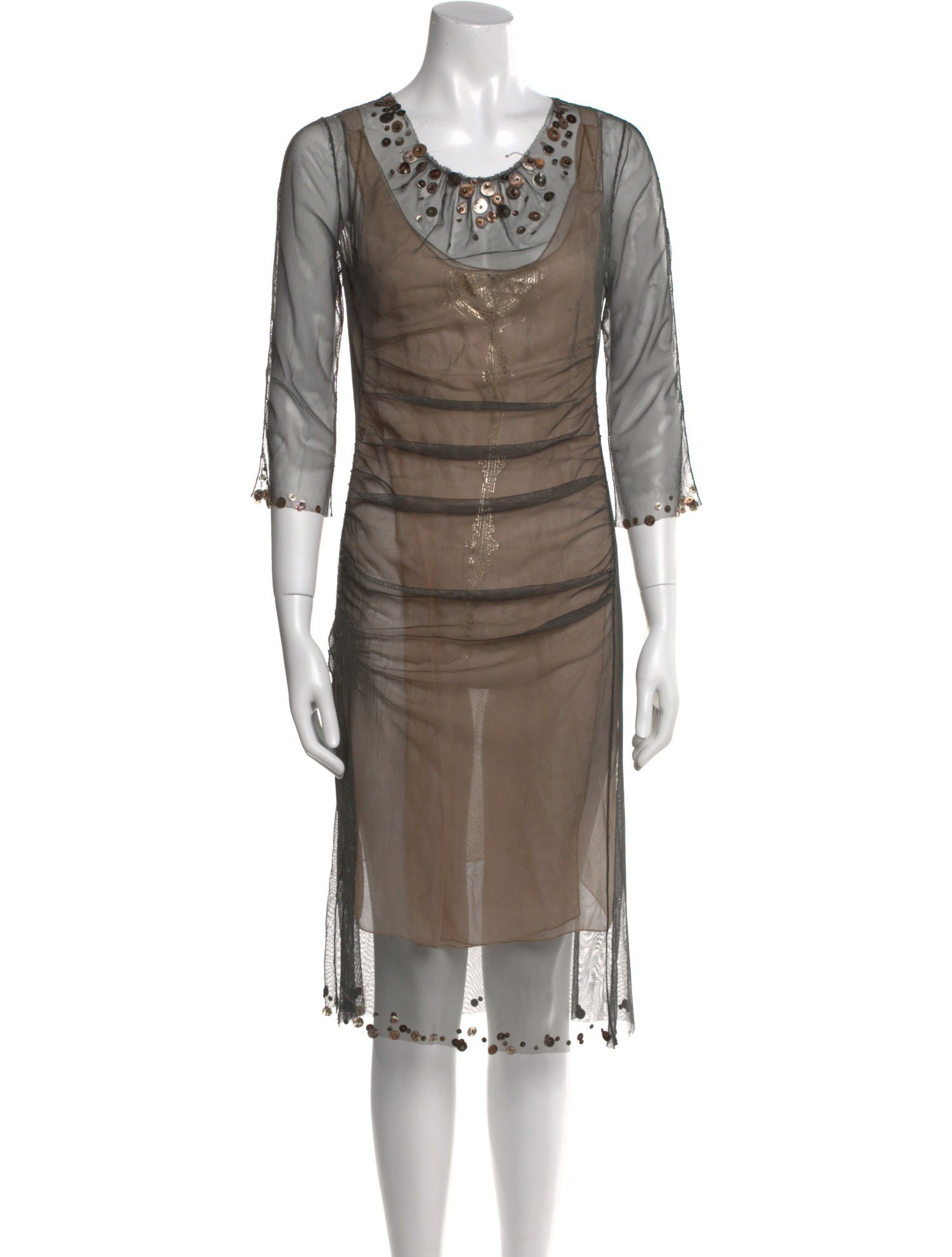 Rozae Nichols Bateau Neckline Midi Length Dress