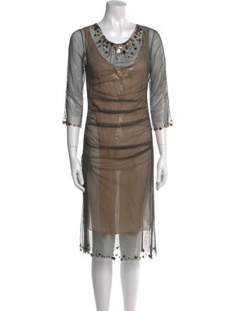 Rozae Nichols Bateau Neckline Midi Length Dress