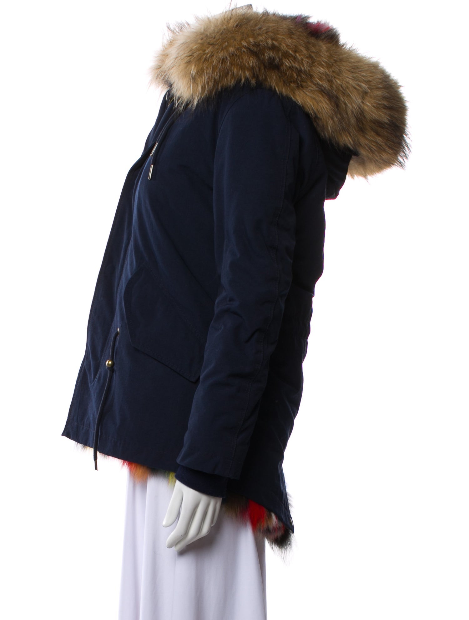 RQL Furs Colorblock Pattern Parka