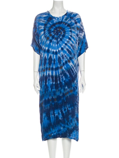 Raquel Allegra Tie-Dye Print Midi Length Dress Blu