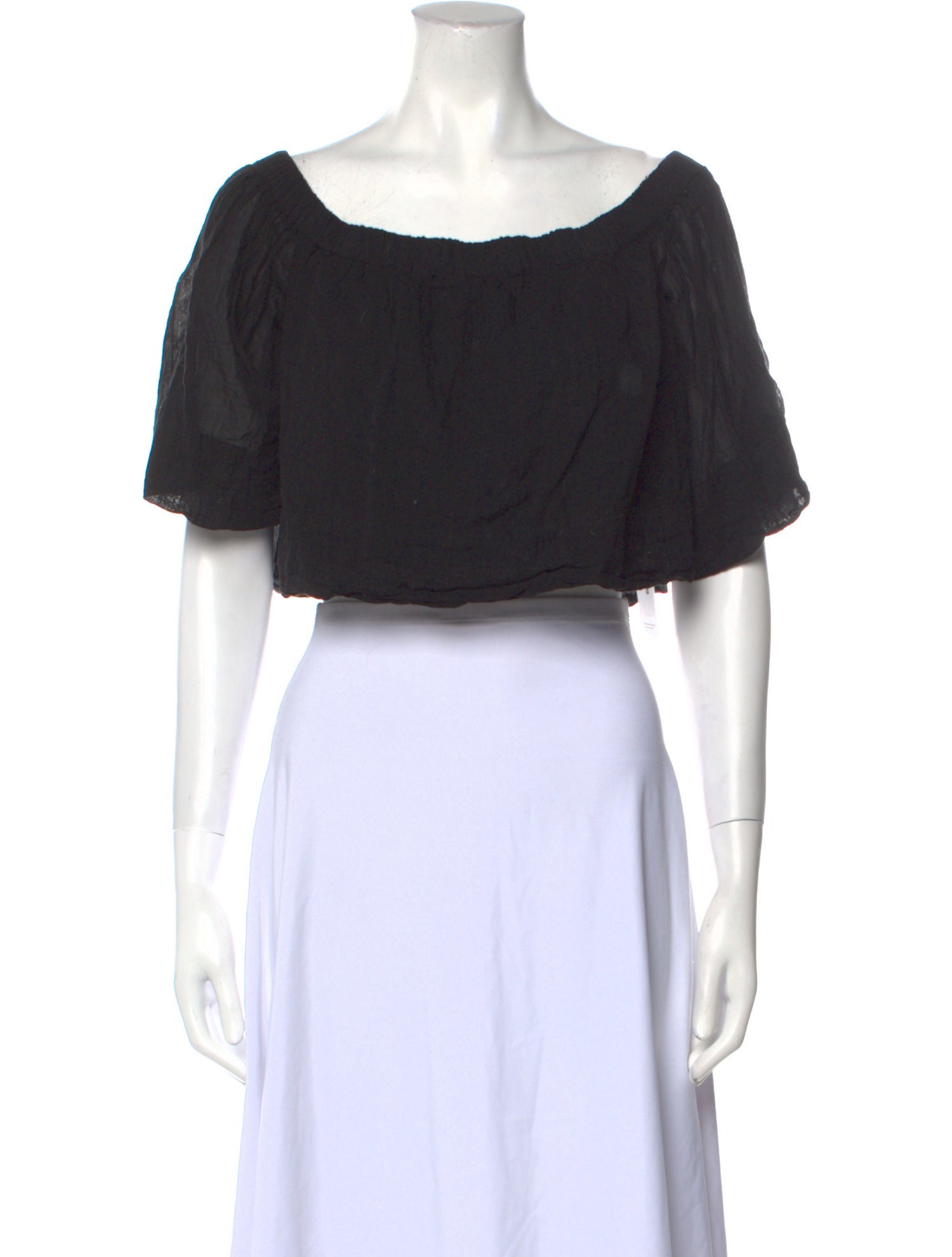 Raquel Allegra Bateau Neckline Short Sleeve Crop Top