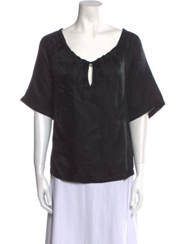 Raquel Allegra Tops V-Neck Short Sleeve Blouse S