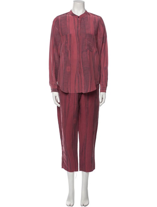 Raquel Allegra Printed Raw-Edge Trim Pant Set