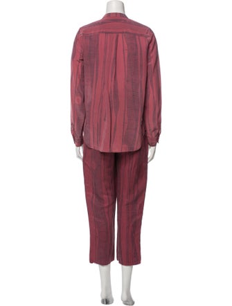 Raquel Allegra Printed Raw-Edge Trim Pant Set