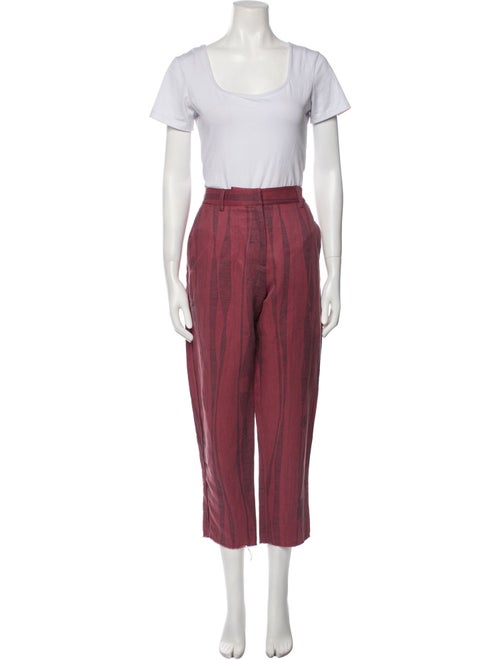 Raquel Allegra Printed Raw-Edge Trim Pant Set