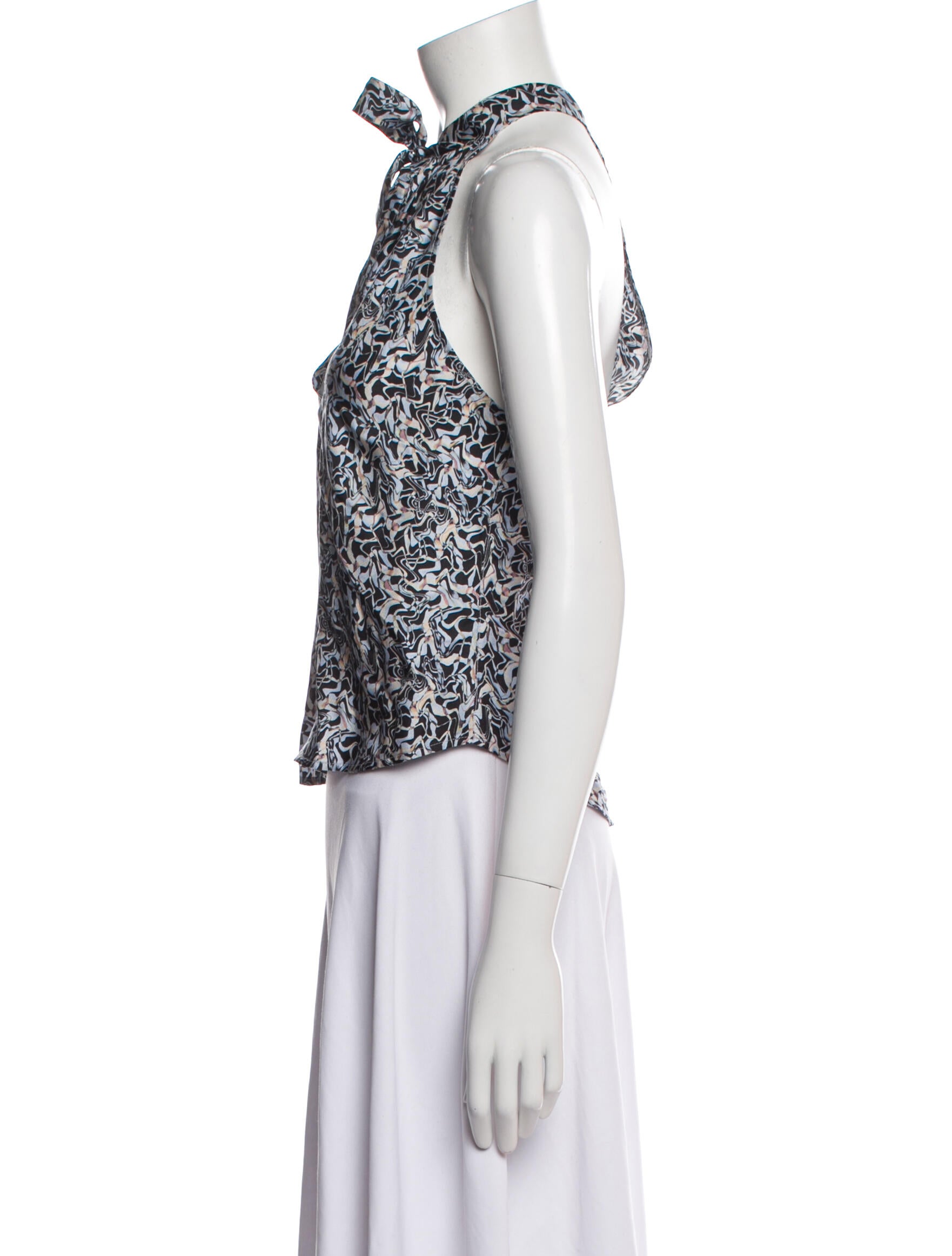Raquel Allegra Printed Halterneck Crop Top w/ Tags
