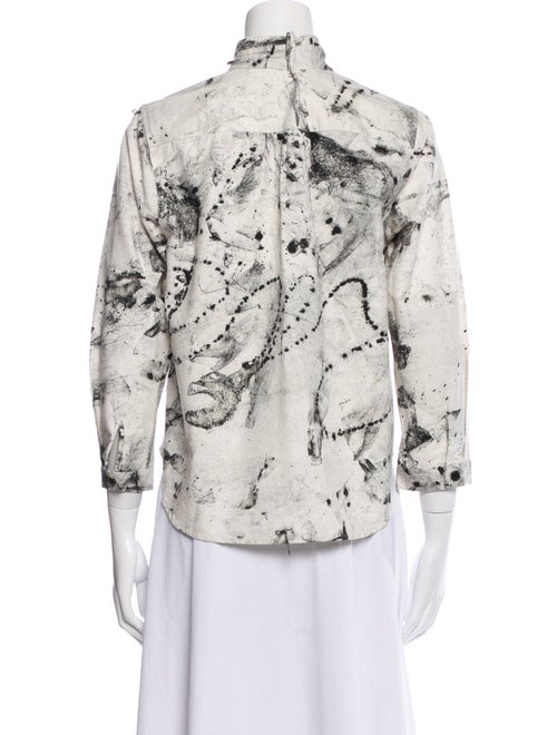 Raquel Allegra Floral Print Three-Quarter Sleeve Button-Up Top