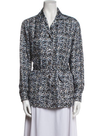 Raquel Allegra Printed Long Sleeve Button-Up Top
