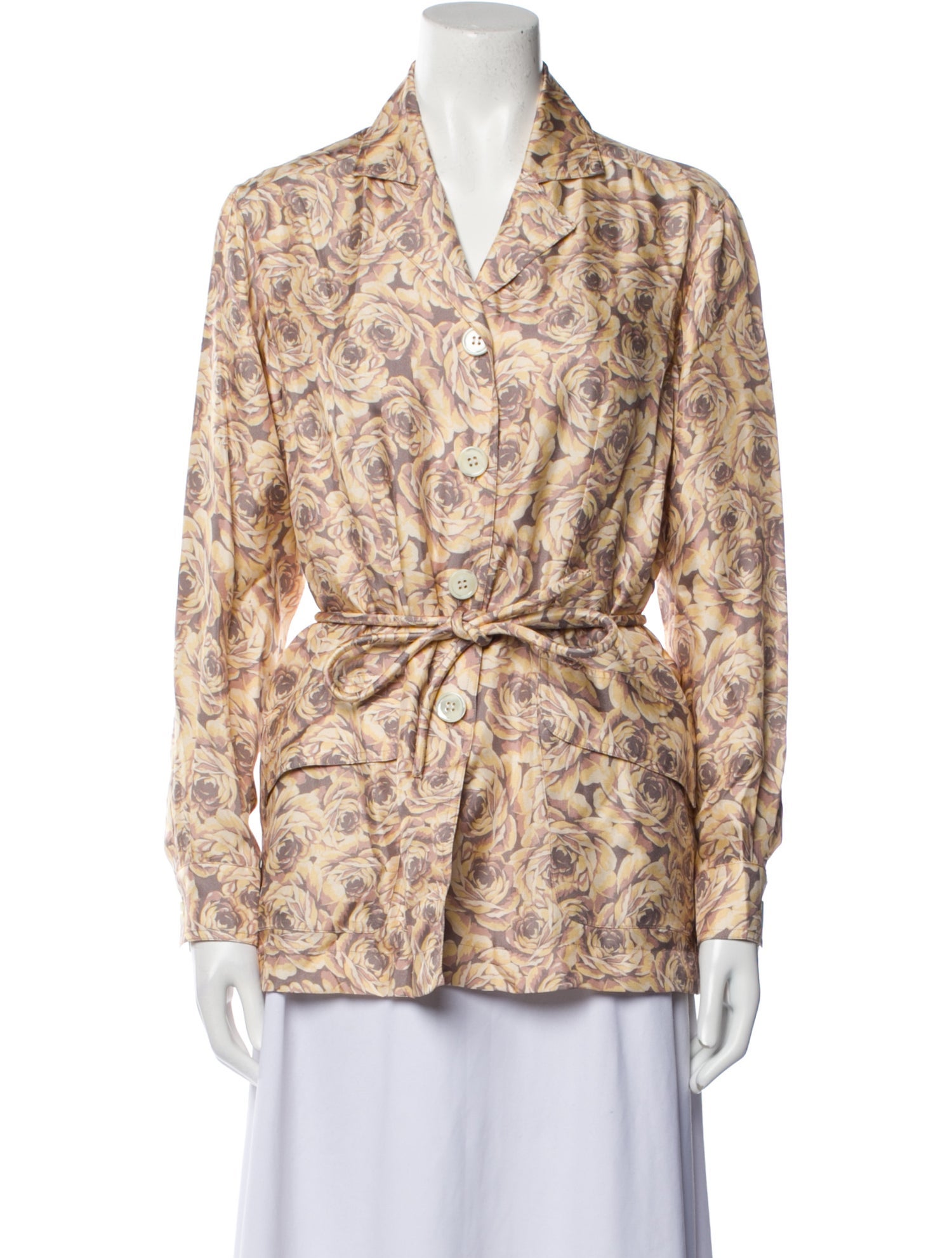 Raquel Allegra Printed Long Sleeve Button-Up Top