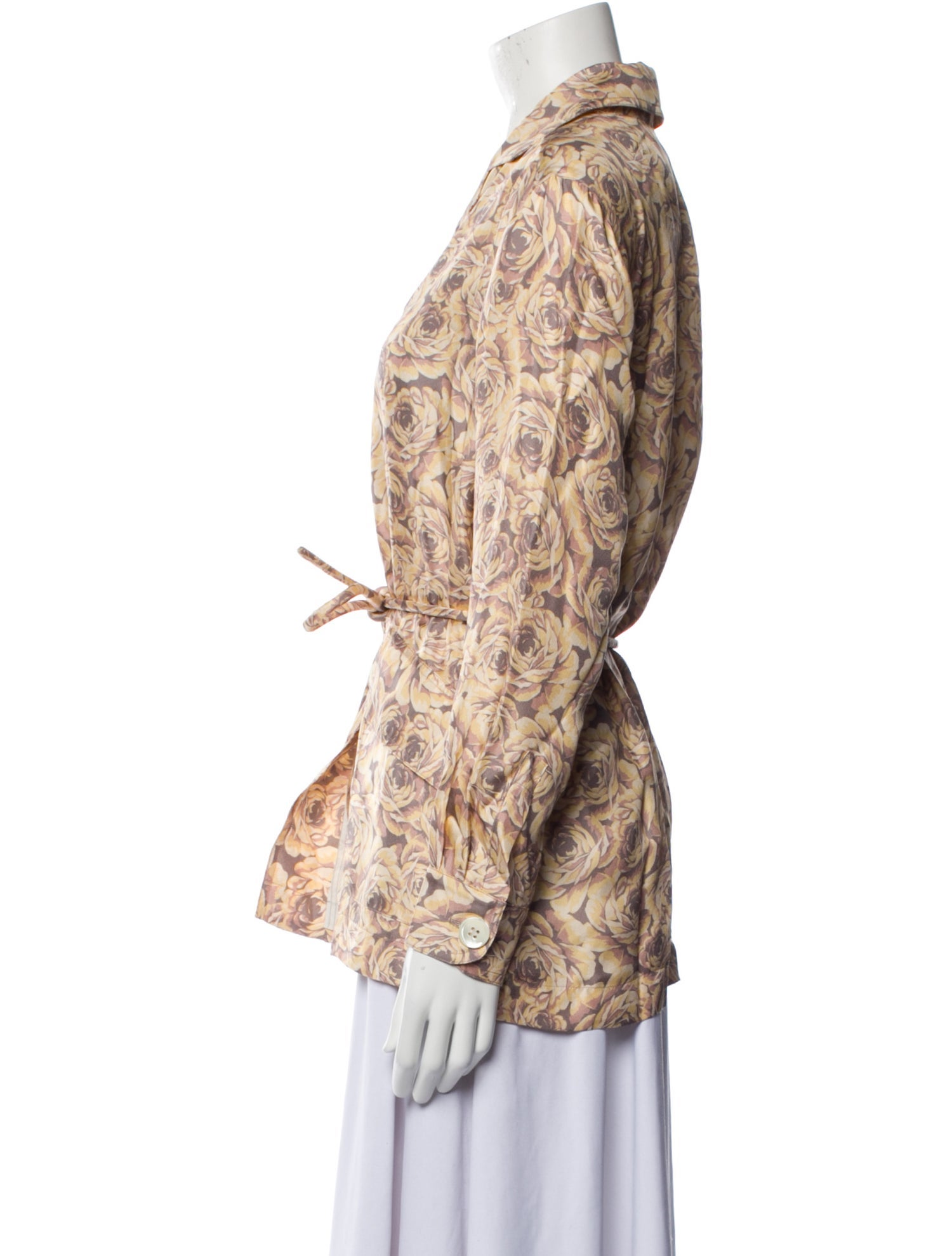 Raquel Allegra Printed Long Sleeve Button-Up Top