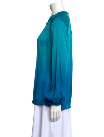 Raquel Allegra V-Neck Long Sleeve Button-Up Top