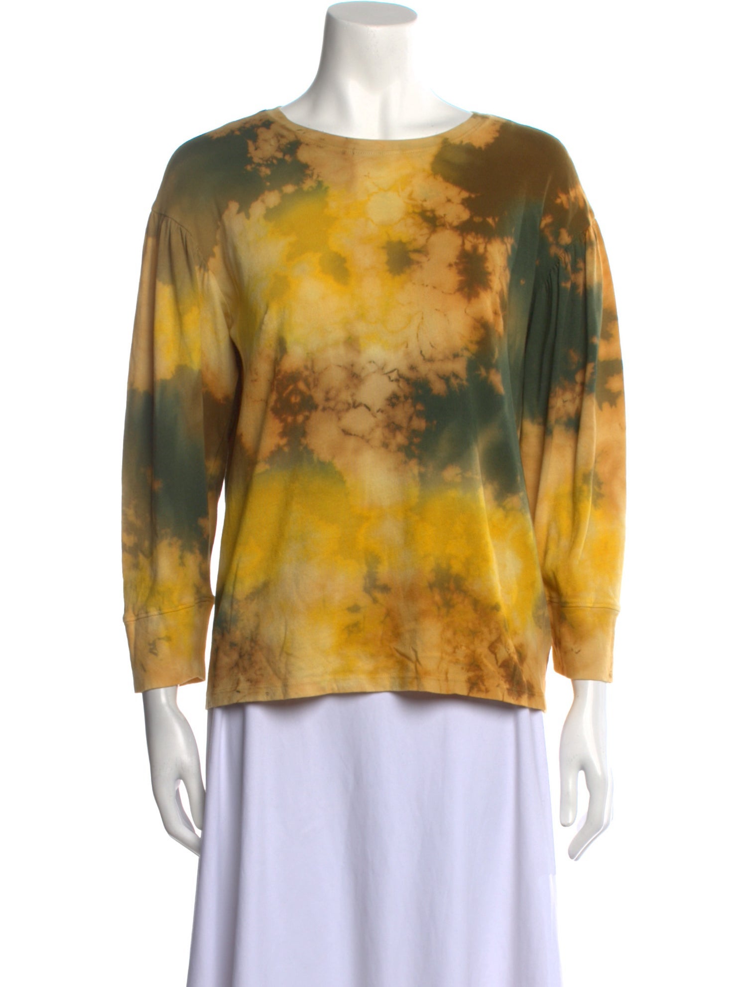 Raquel Allegra Tie-Dye Print Bateau Neckline Sweatshirt