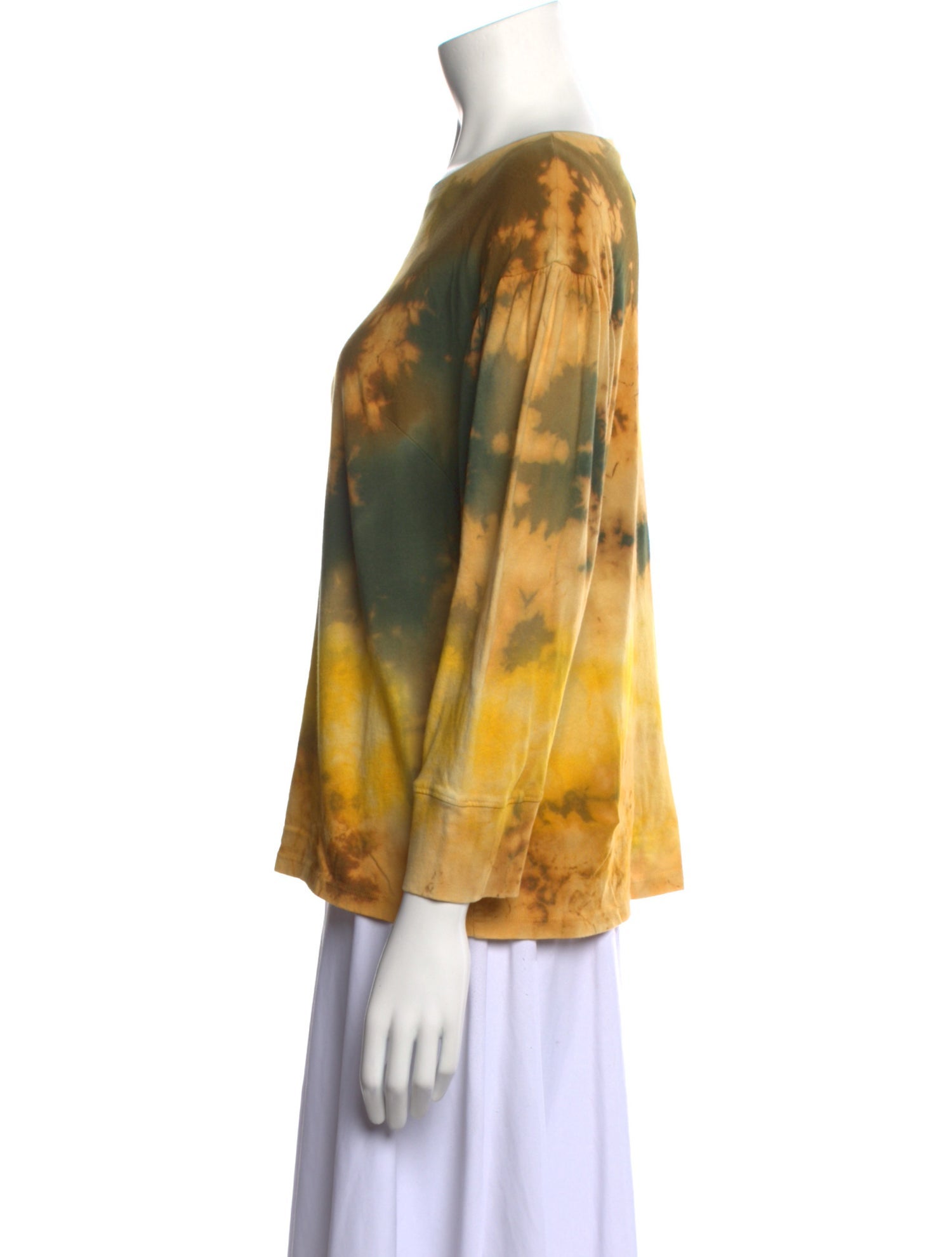 Raquel Allegra Tie-Dye Print Bateau Neckline Sweatshirt