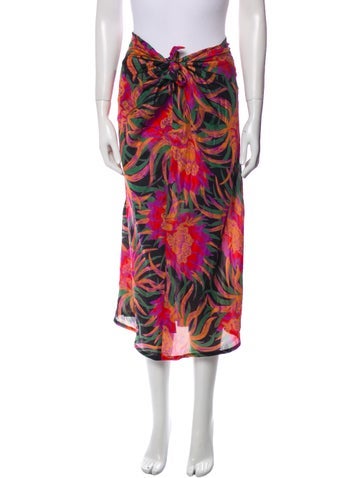 Raquel Allegra Skirts Floral Print Midi Length Skirt XS