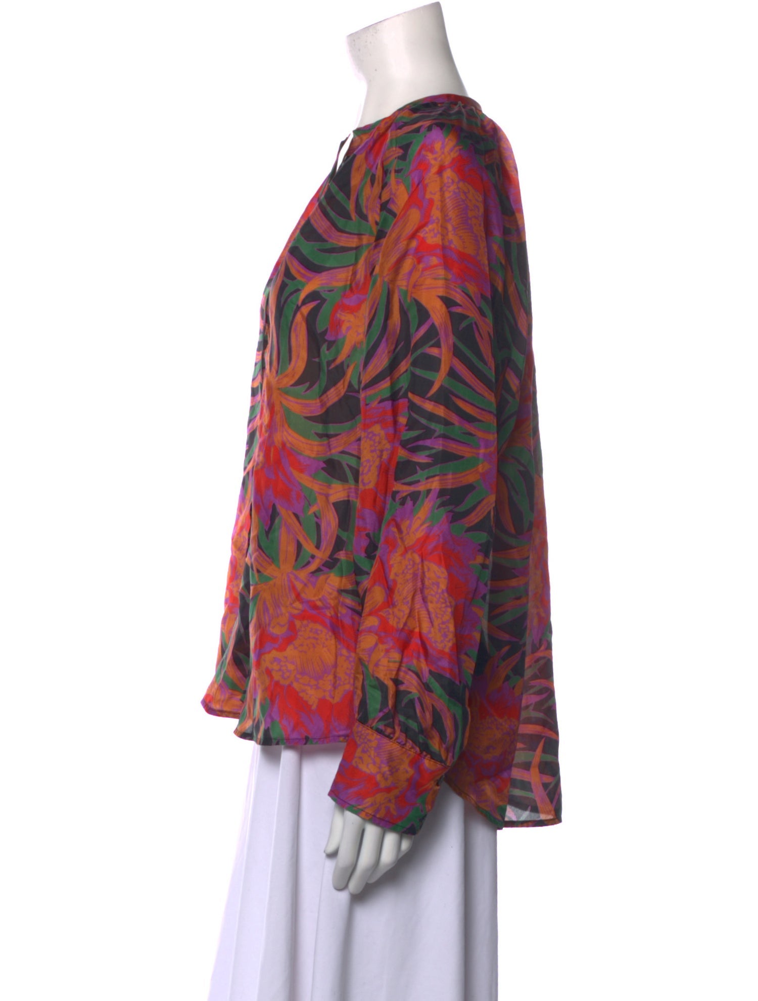 Raquel Allegra Printed V-Neck Blouse