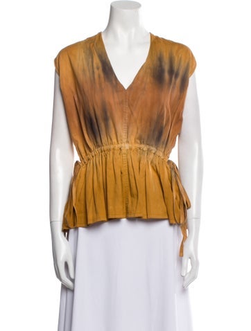 Raquel Allegra Tops Printed V-Neck Blouse XS