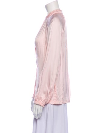 Raquel Allegra Mock Neck Long Sleeve Button-Up Top