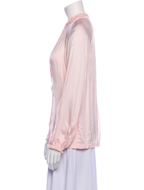 Raquel Allegra Mock Neck Long Sleeve Button-Up Top