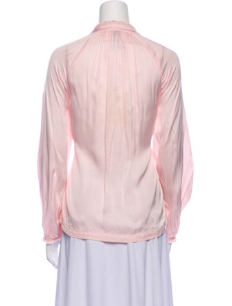 Raquel Allegra Mock Neck Long Sleeve Button-Up Top