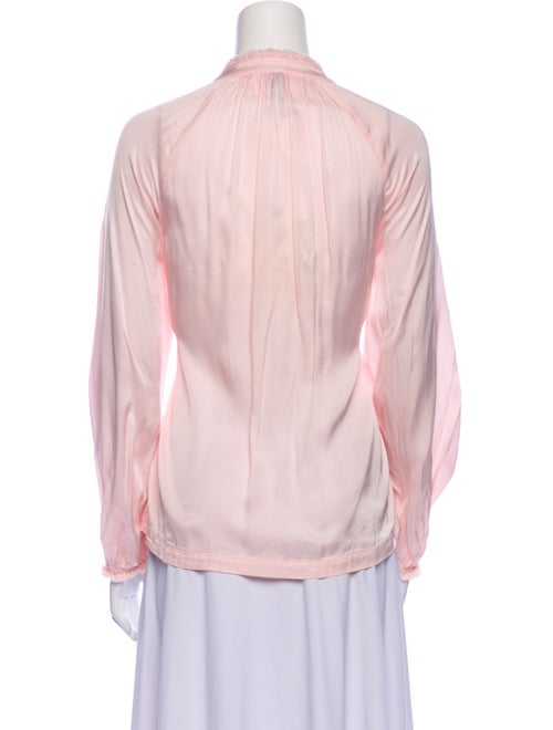 Raquel Allegra Mock Neck Long Sleeve Button-Up Top